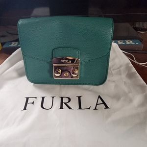 Furla Leather Metropolis Green Crossbody Bag